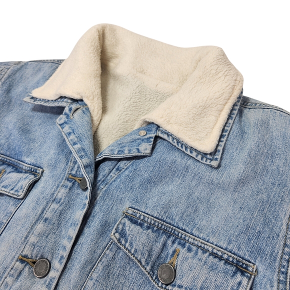 Vintage Sherpa Lined Denim Jacket Women's Size Medium Trucker Jean Coat Workwear - Picture 10 of 16